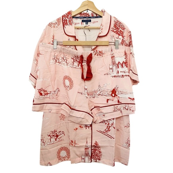 Katie Kime New Holiday Toile Pajama Short Set PJ’s Vintage Retro Size 3XL / 2XL - Picture 5 of 16